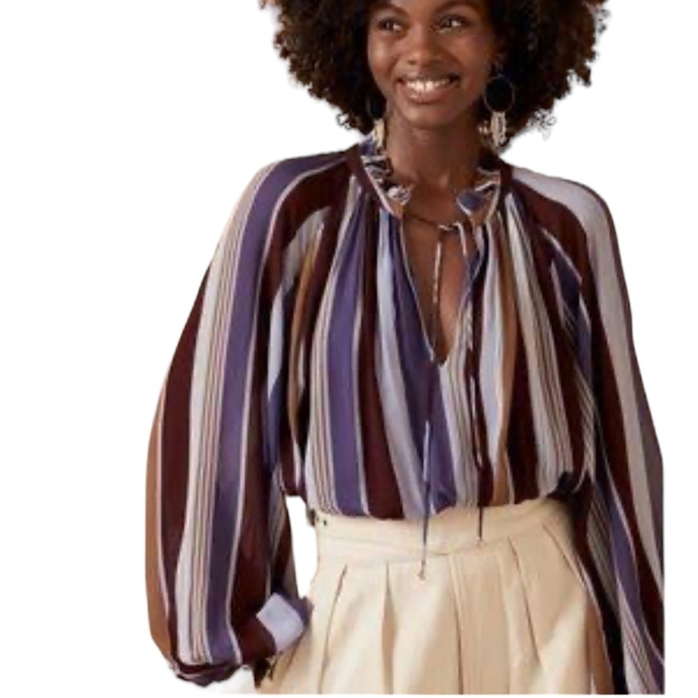 Striped Purple and Brown Women's Top